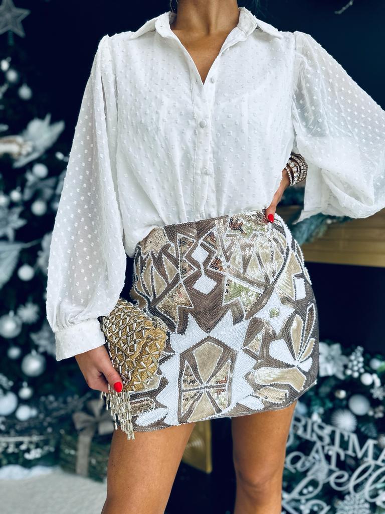 Cian Sequin Mini Skirt Gold
