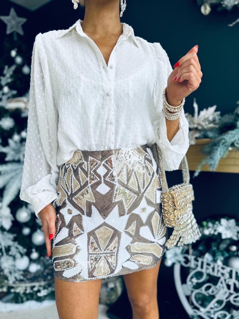 Cian Sequin Mini Skirt Gold