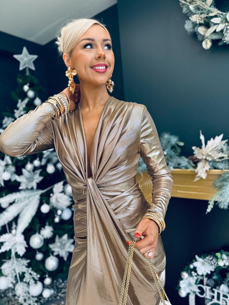 Olivia Drape Detailed Dress Gold