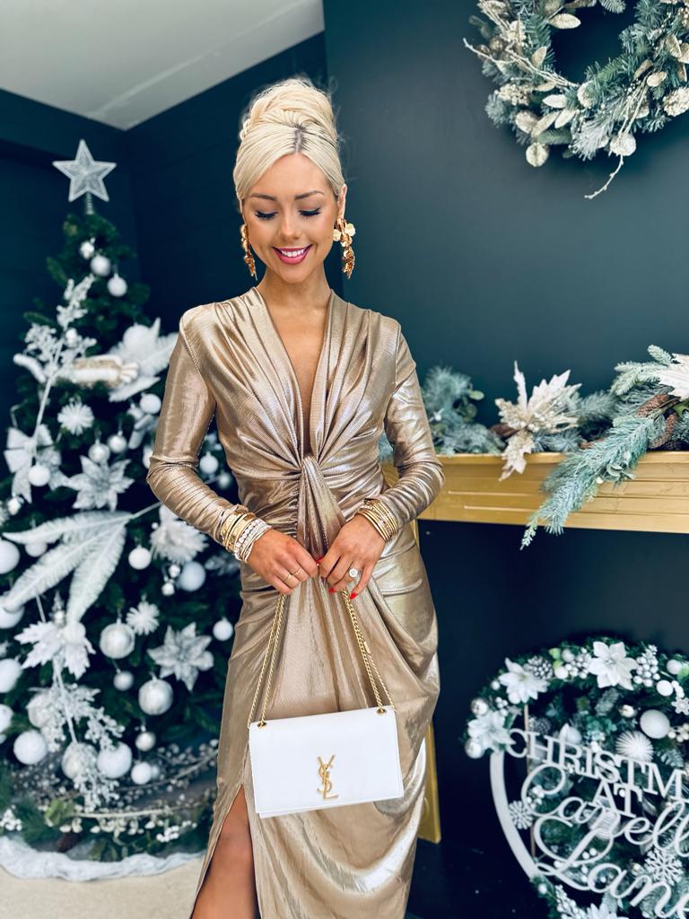 Olivia Drape Detailed Dress Gold