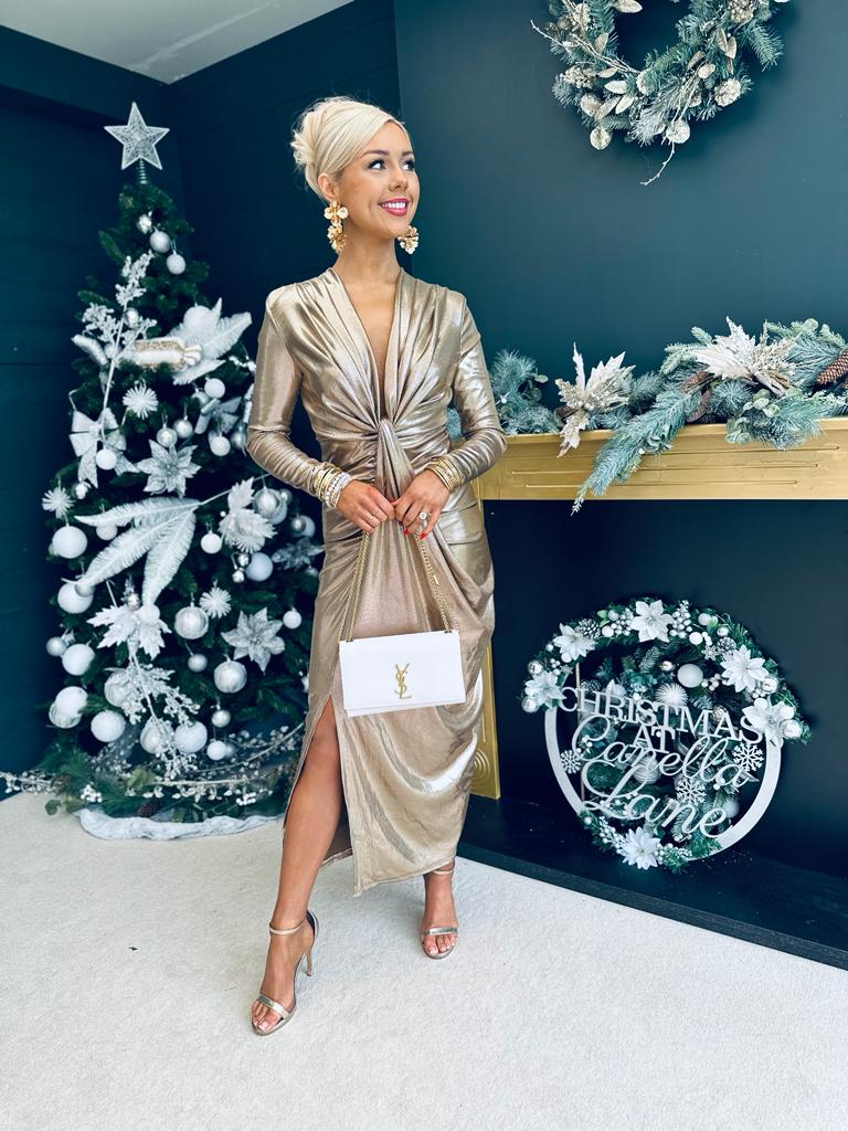 Olivia Drape Detailed Dress Gold