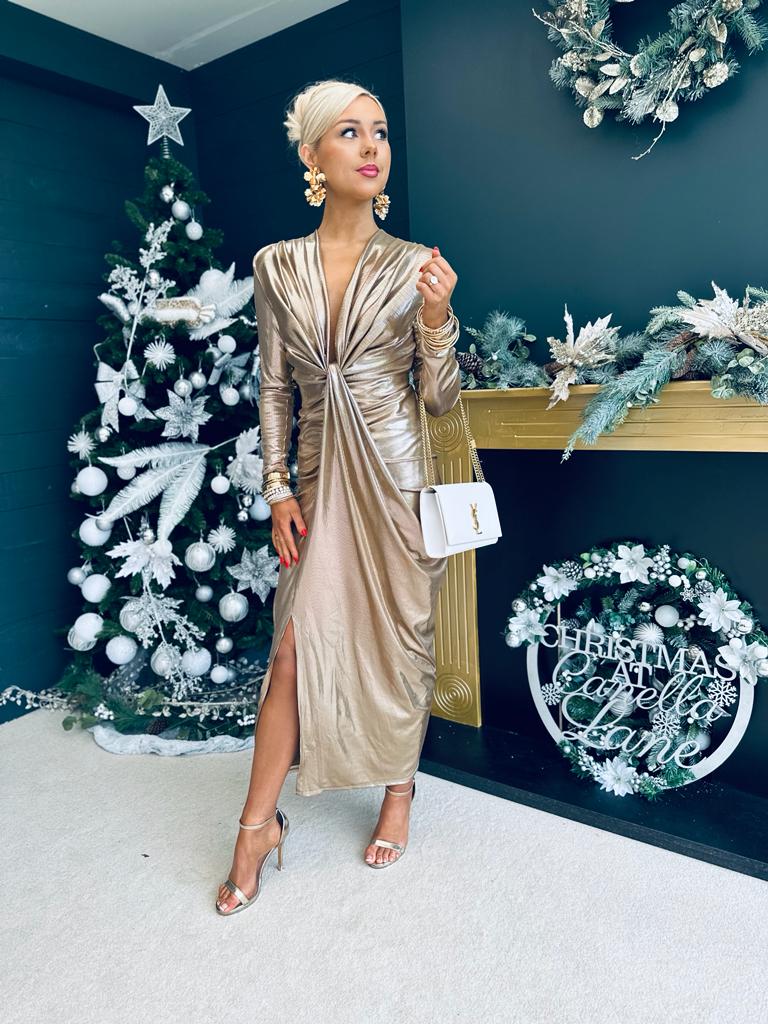 Olivia Drape Detailed Dress Gold