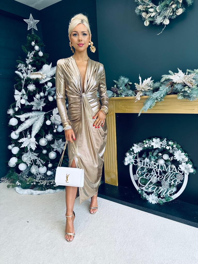 Olivia Drape Detailed Dress Gold
