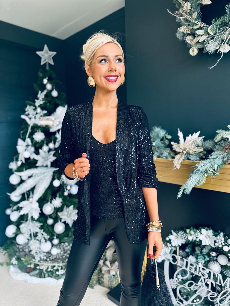 Willow Sequin Blazer Black Pre Order 12 Dec