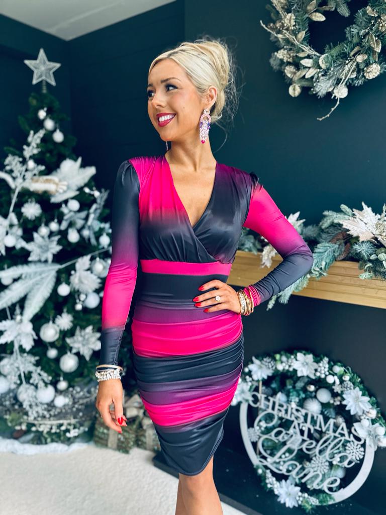 India Occasion Midi Dress Ombre Pink