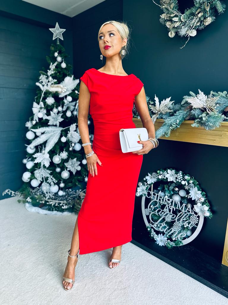 Gigi Gathered Maxi Dress Red