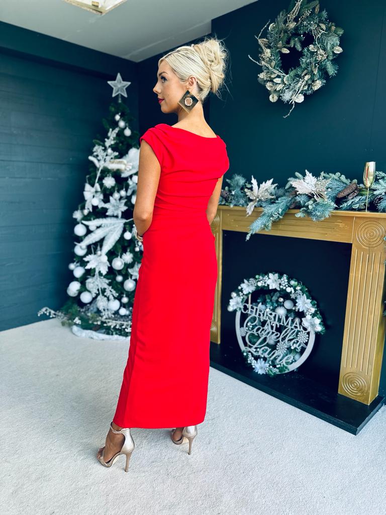 Gigi Gathered Maxi Dress Red
