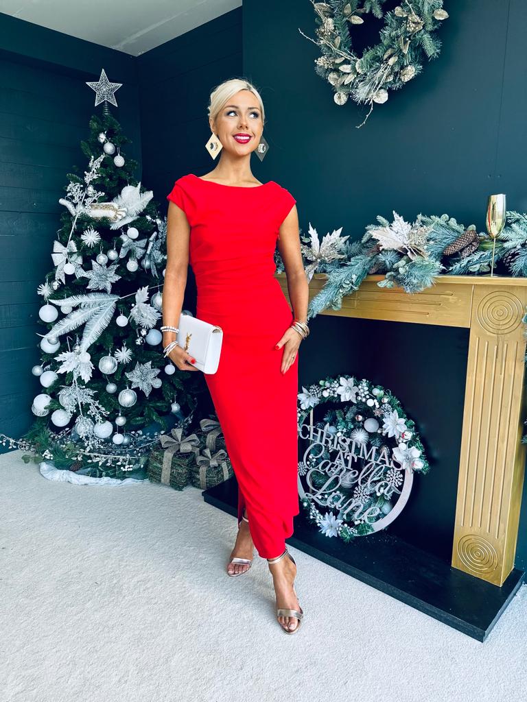 Gigi Gathered Maxi Dress Red