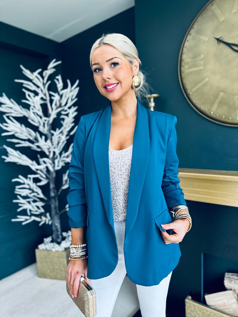 Turquoise 2024 blazer outfit