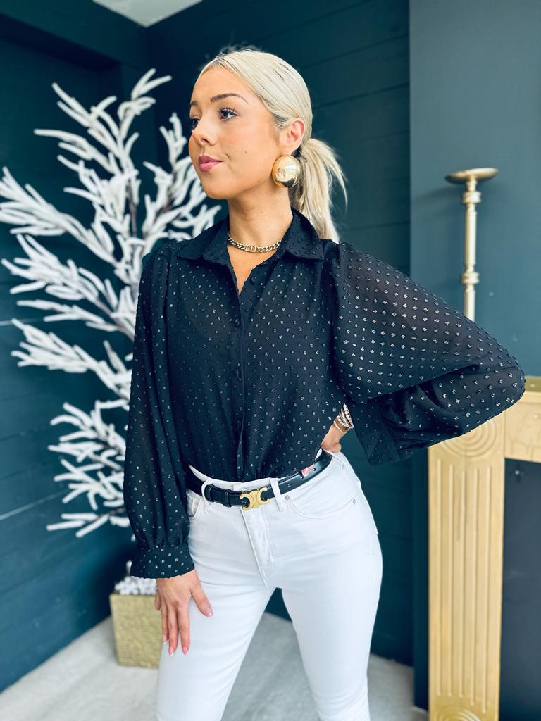 Blue polka on sale dot blouse outfit