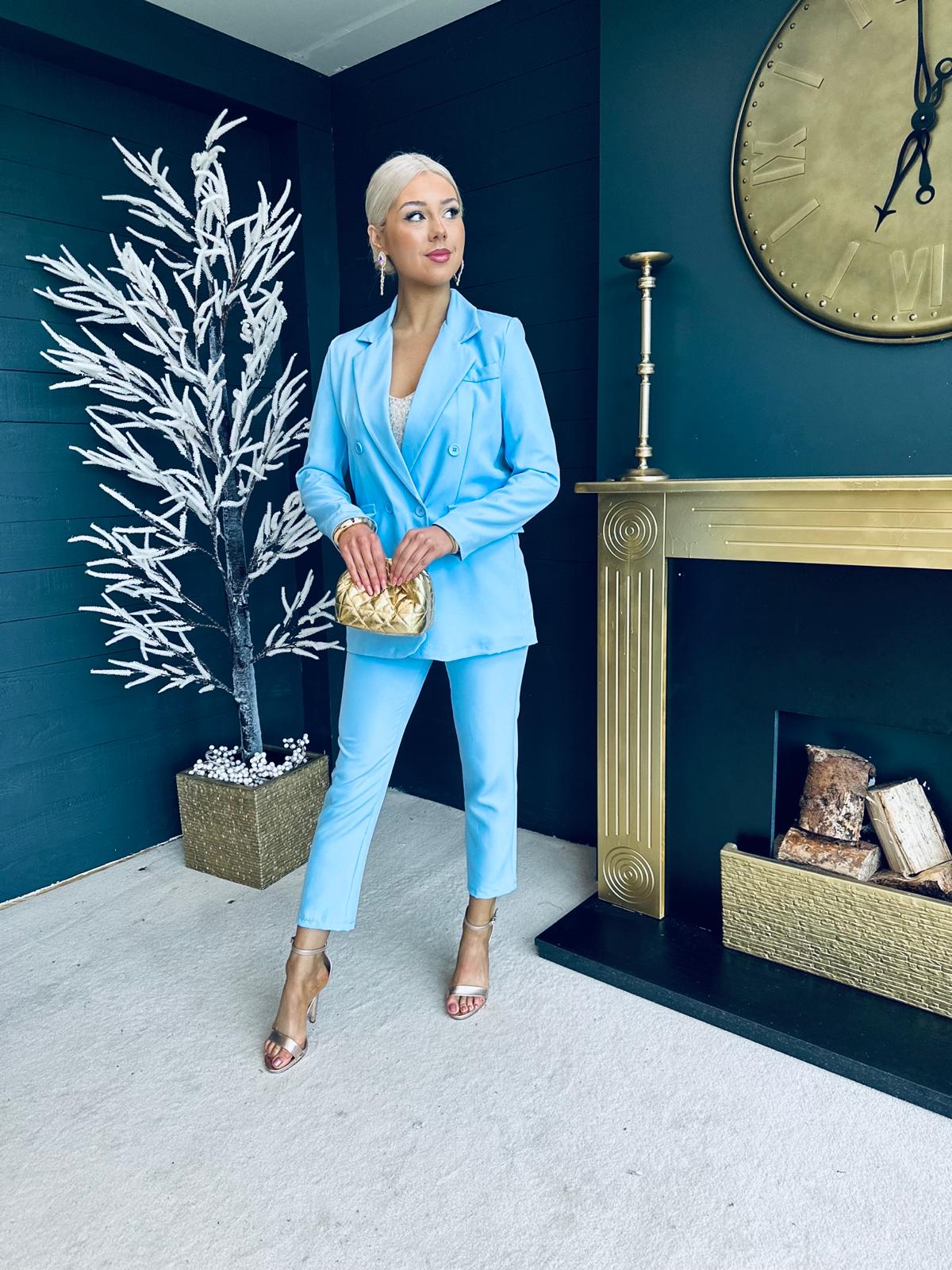 Lucy Double Breasted Suit Powder Blue