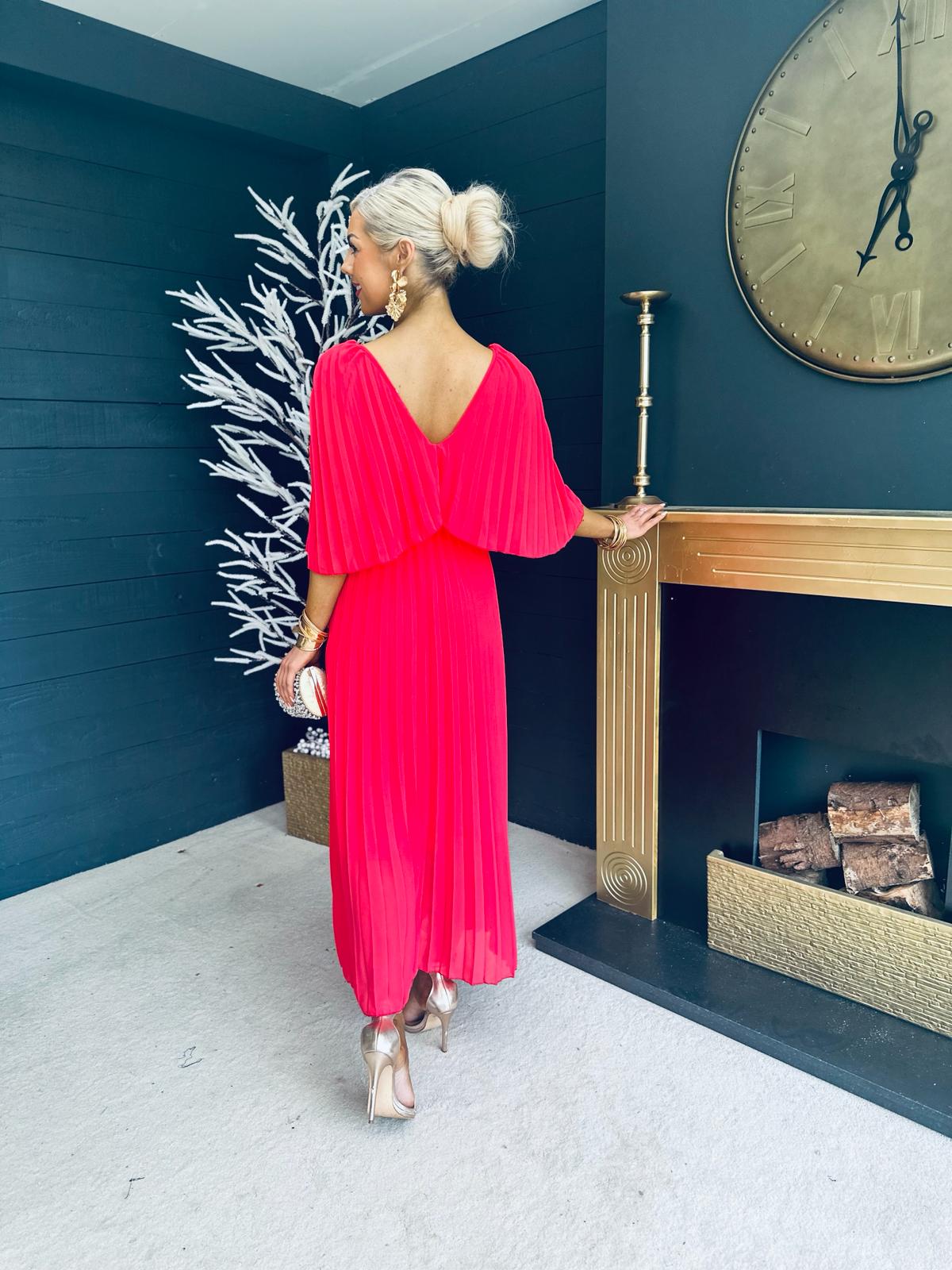 Hollie Occasion Midi Dress Coral