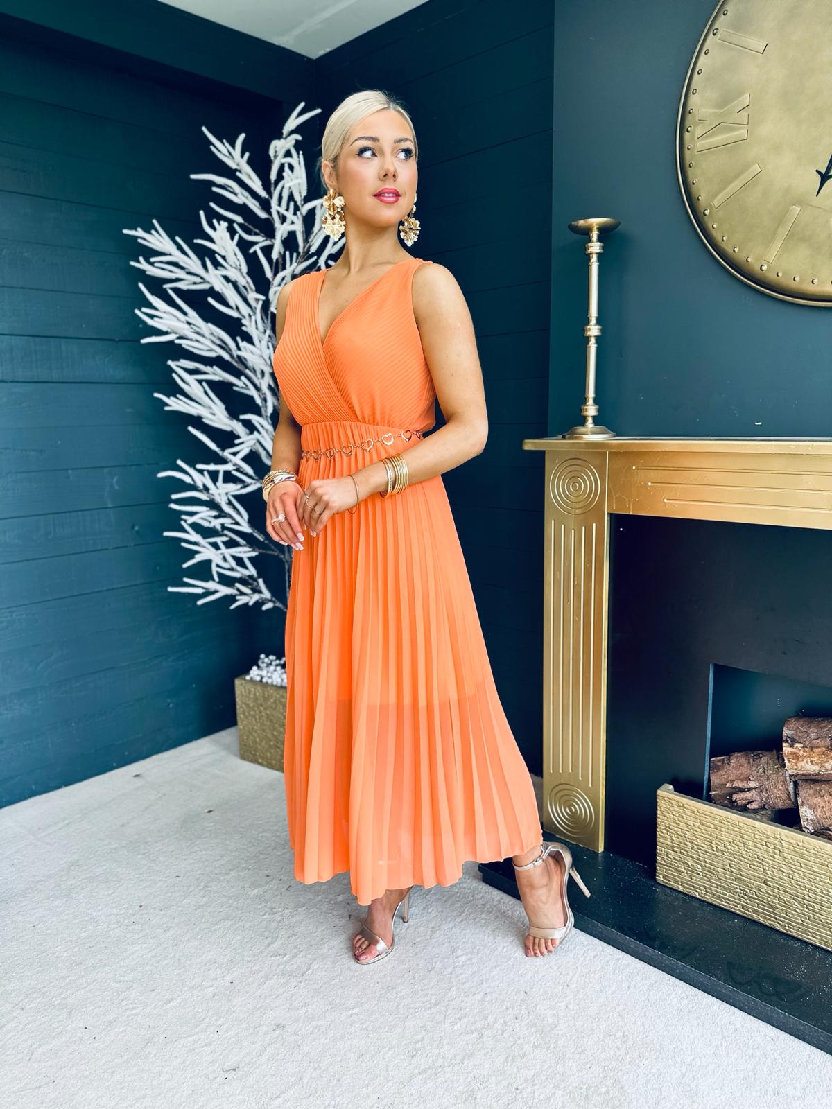 Apricot midi dress best sale