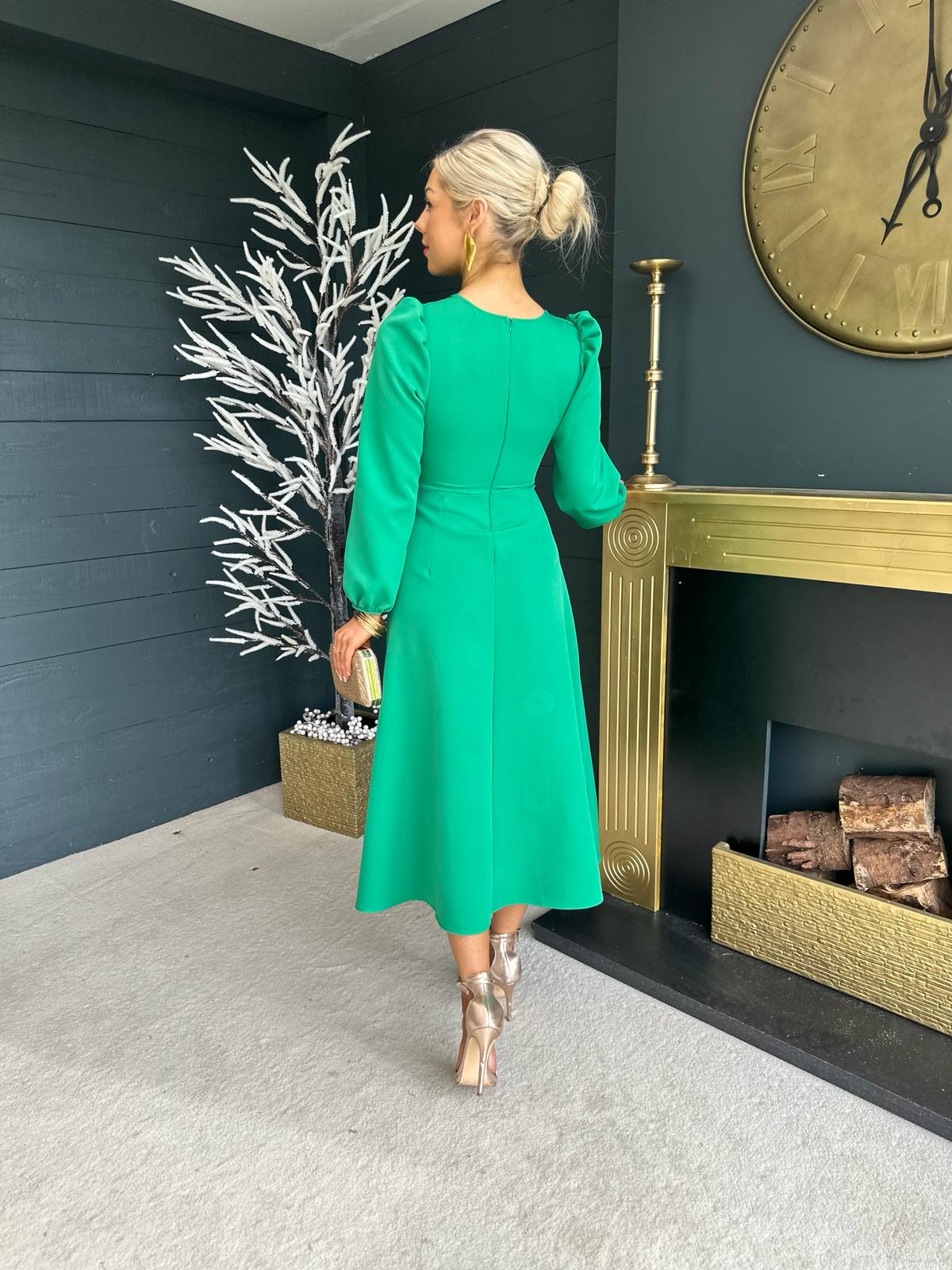 Lauren Detailed Occasion Dress Emerald