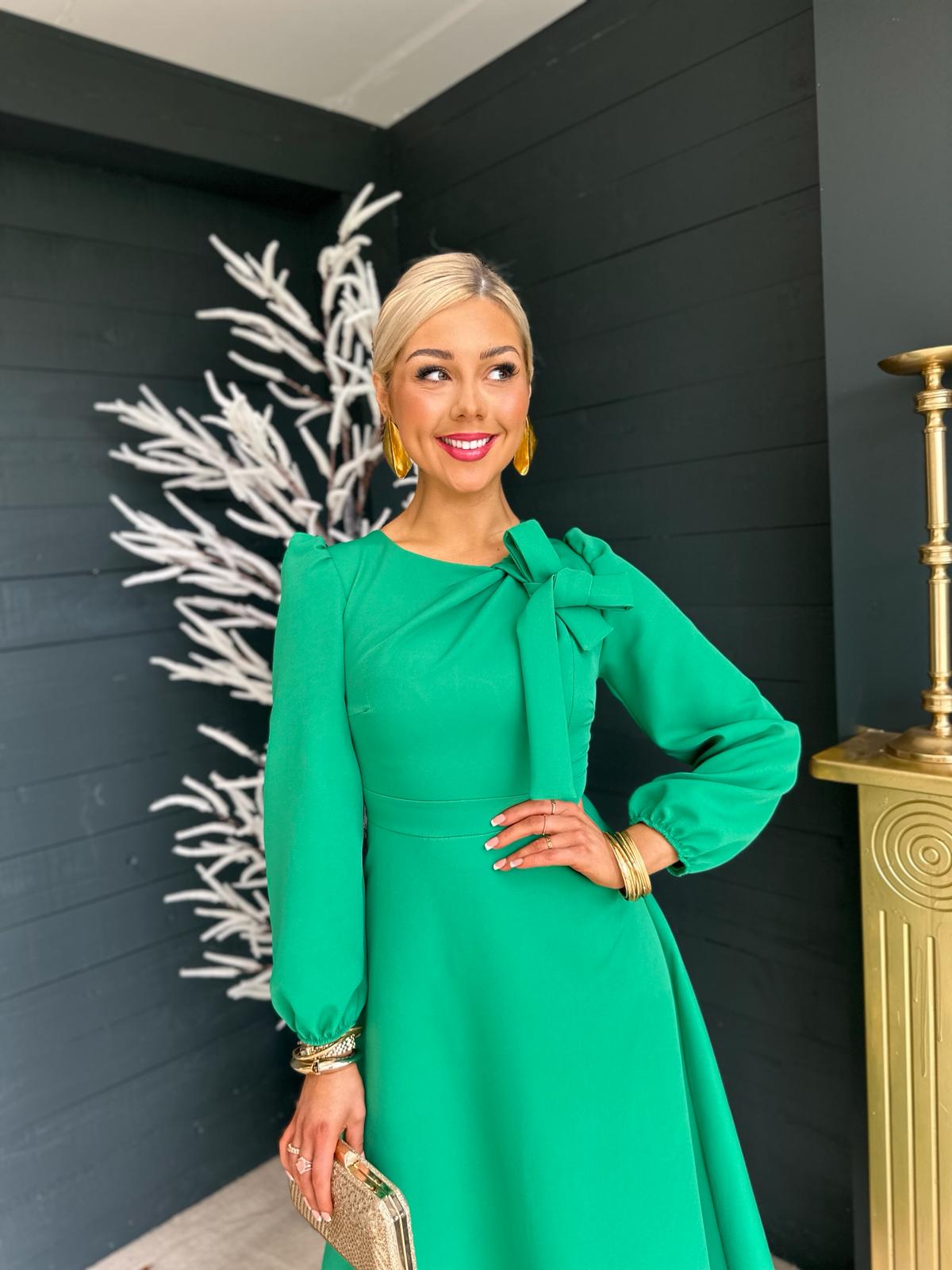 Lauren Detailed Occasion Dress Emerald