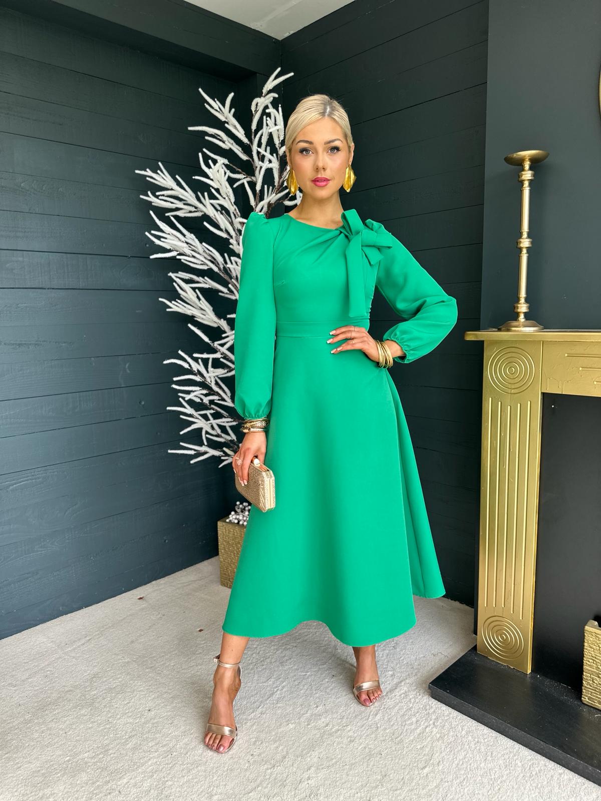 Lauren Detailed Occasion Dress Emerald