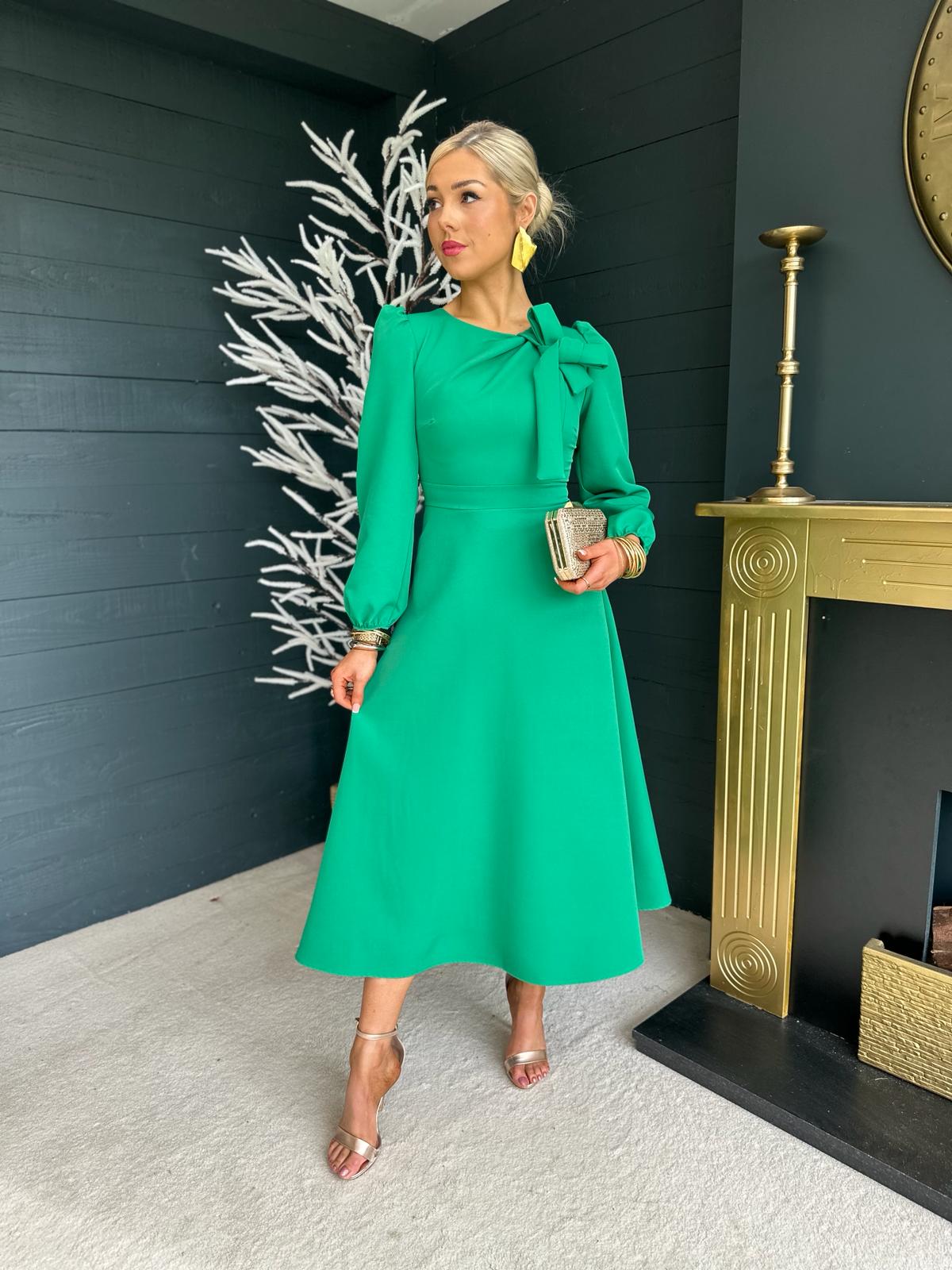 Lauren Detailed Occasion Dress Emerald
