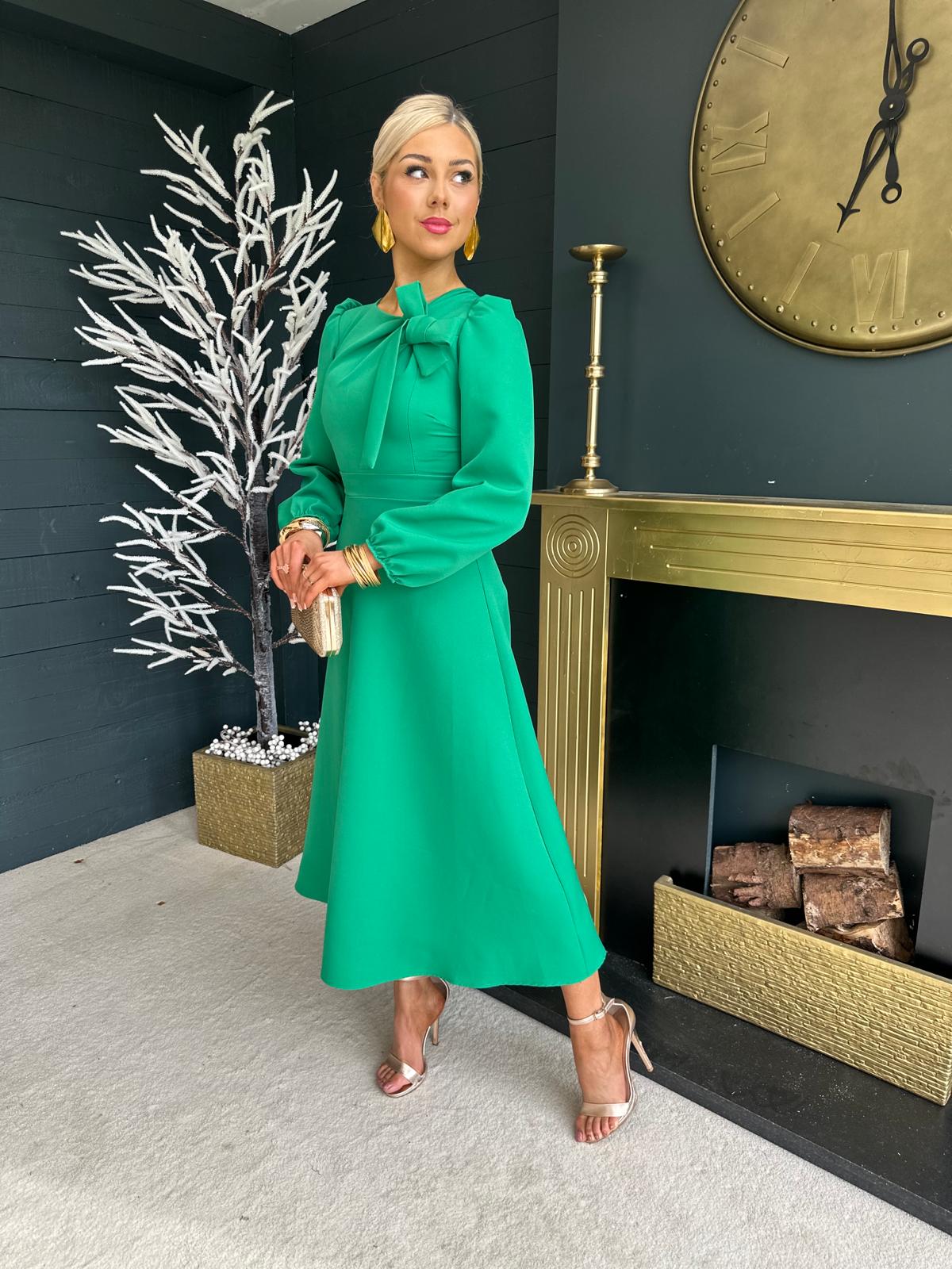 Lauren Detailed Occasion Dress Emerald
