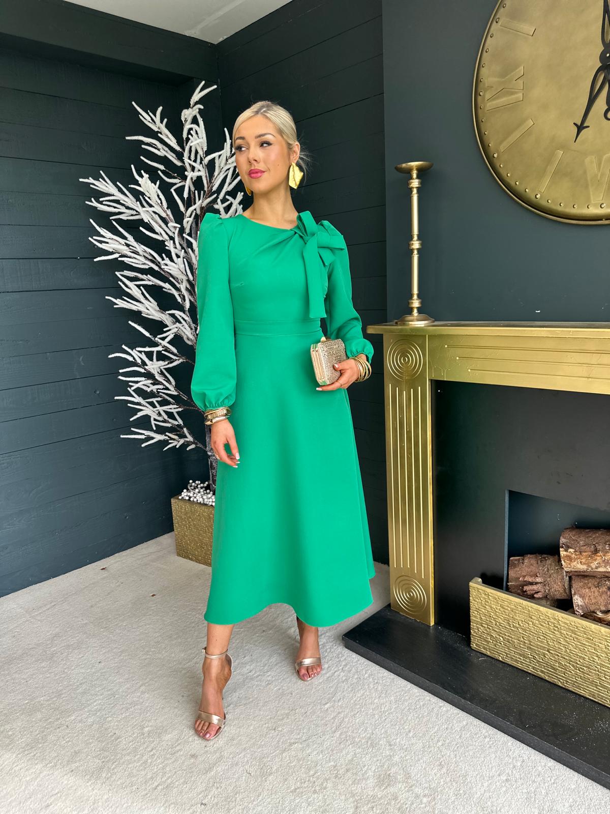 Lauren Detailed Occasion Dress Emerald