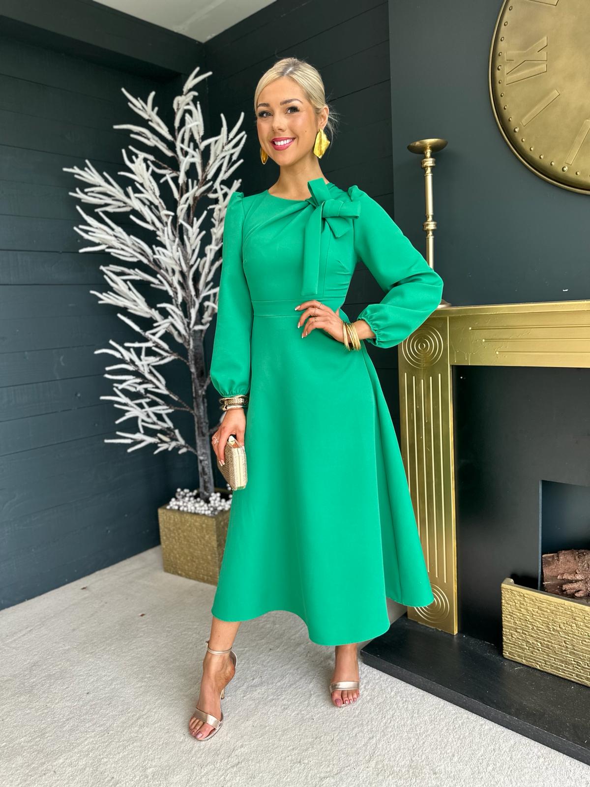 Lauren Detailed Occasion Dress Emerald