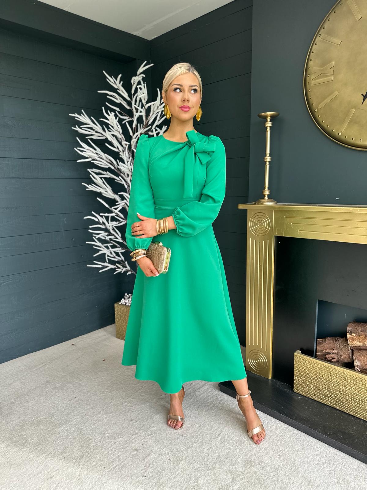 Lauren Detailed Occasion Dress Emerald