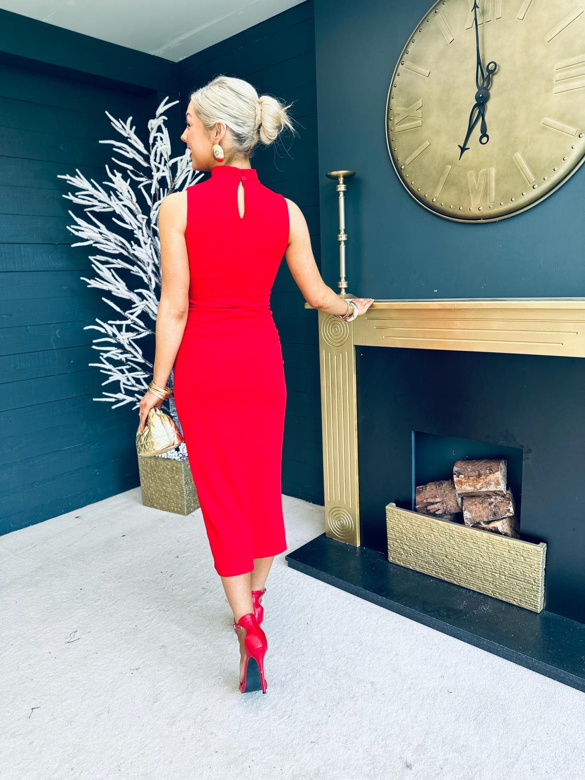 Eden 2 Tone Bodycon Dress Red