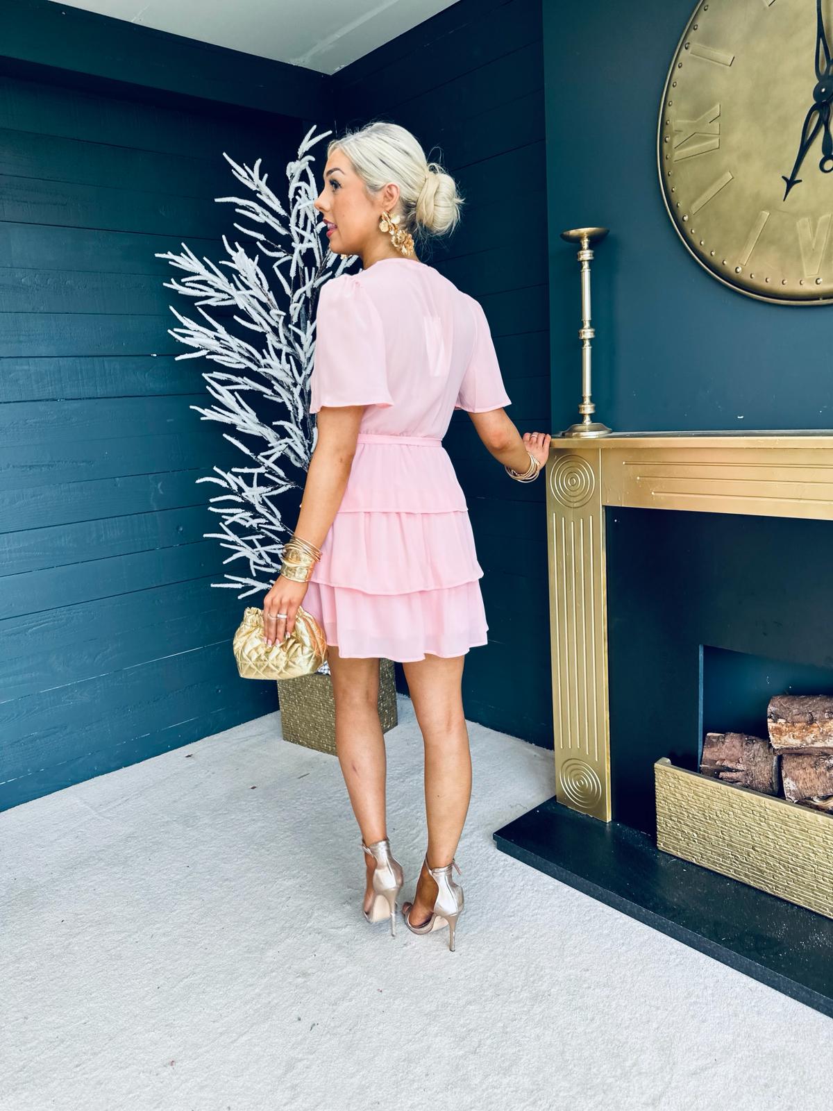 Reno Banded Mini Dress Powder Pink