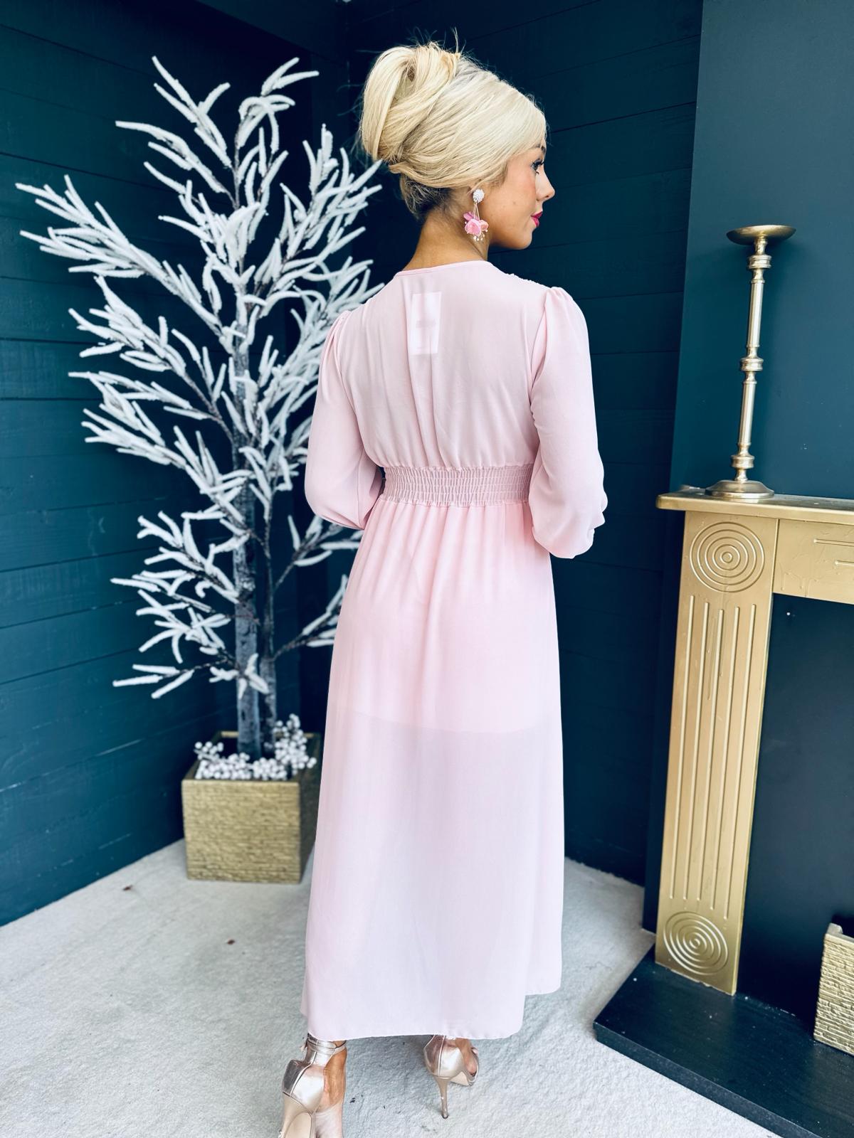 Cary Banded Maxi Dress Pwr Pink