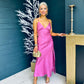 Glinda Slinky Midi Dress Pink
