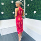 Alessia Halter Neck Midi Dress Abstract Rose
