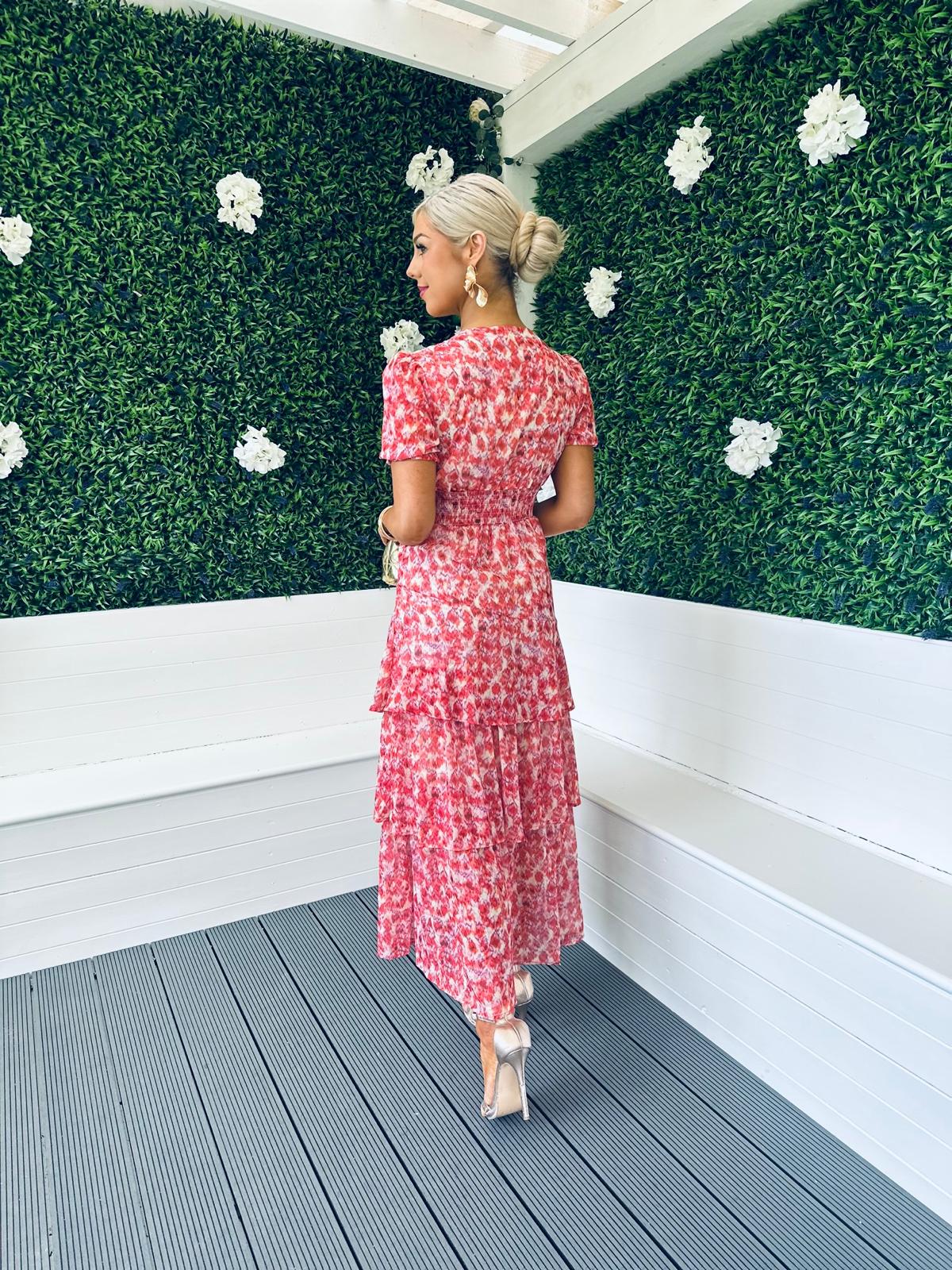 Trish Layered Midi Dress Rose