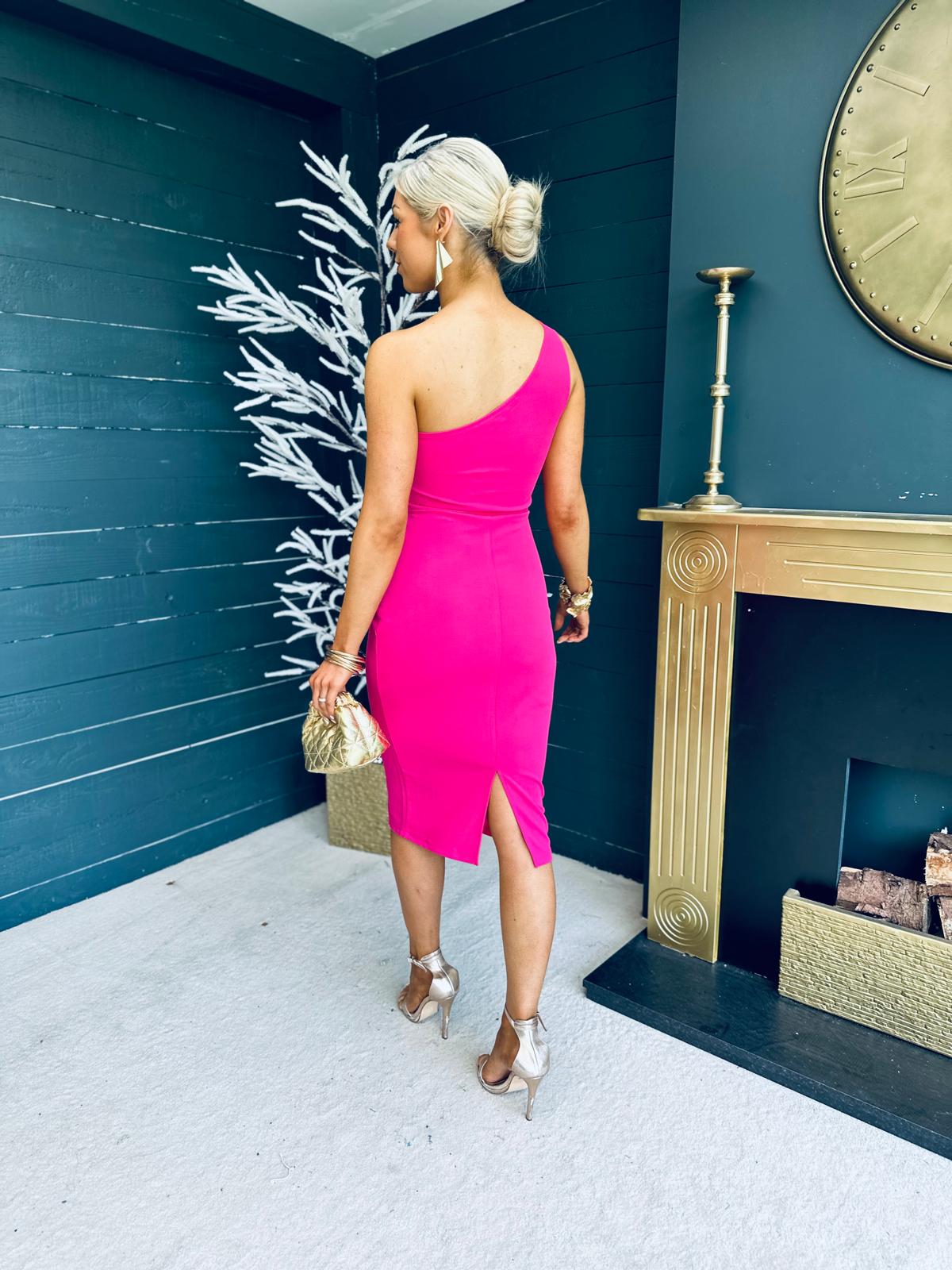 Emani Pink Dress With Red Bow