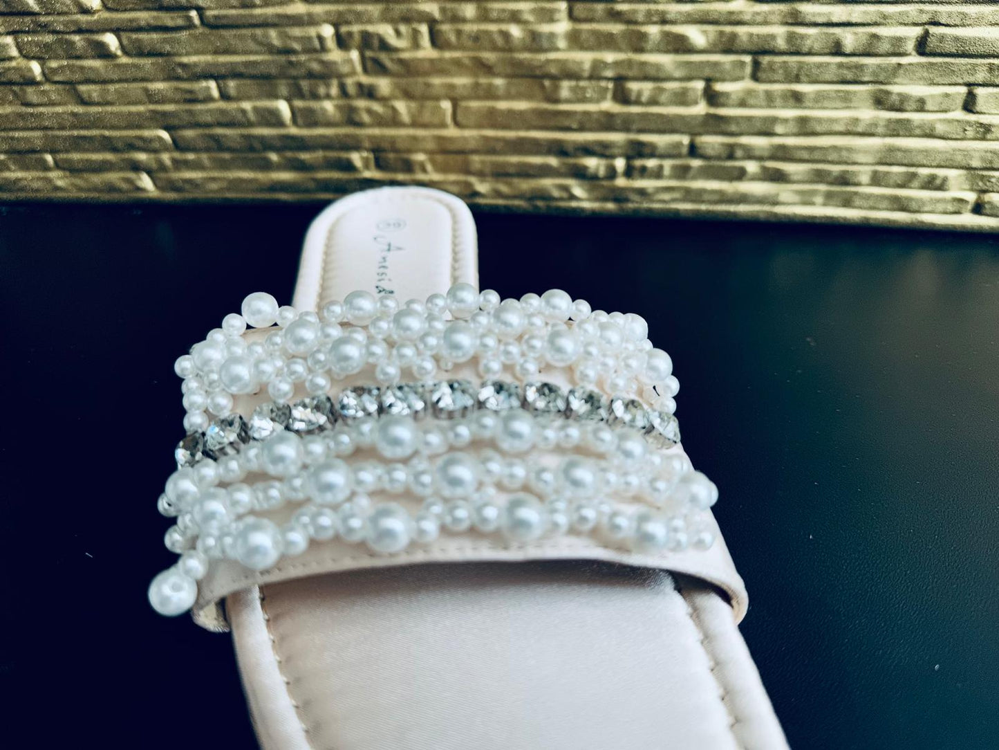 Peter Embellished Sliders Beige