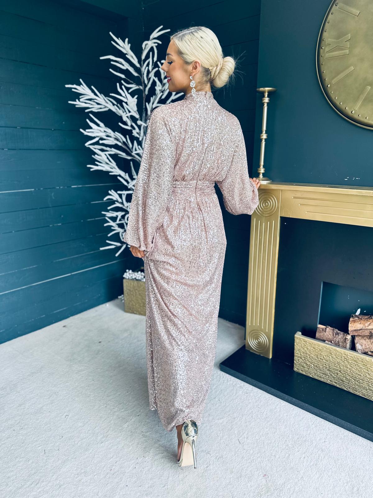 Briley Sequin Maxi Dress Rose