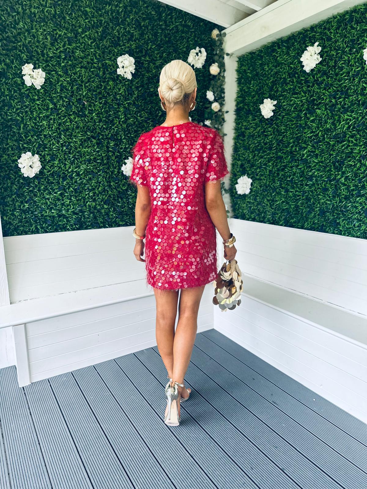 Valerie Sequin Mini Dress Ruby