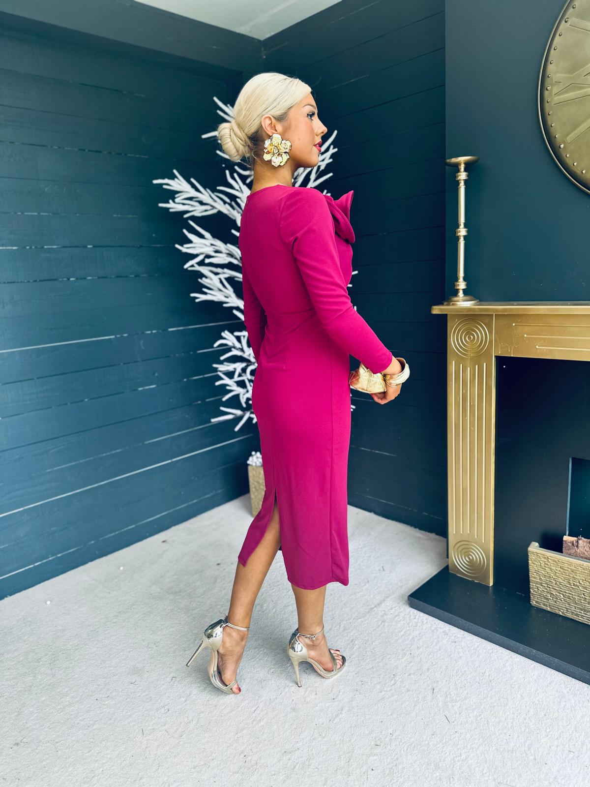 Pippa Rose Detail Dress Berry
