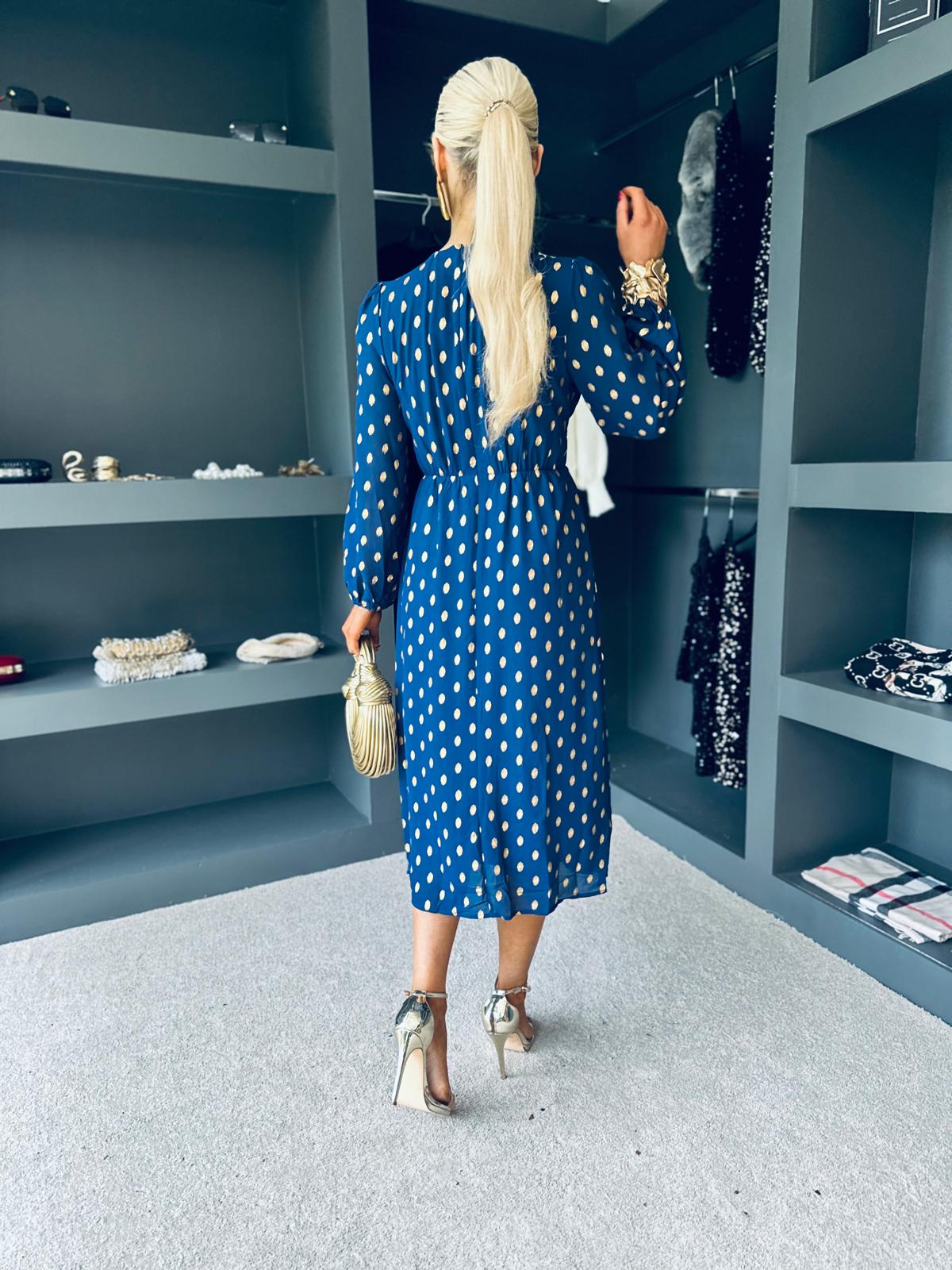 Lian Gold Detailed Dress Navy