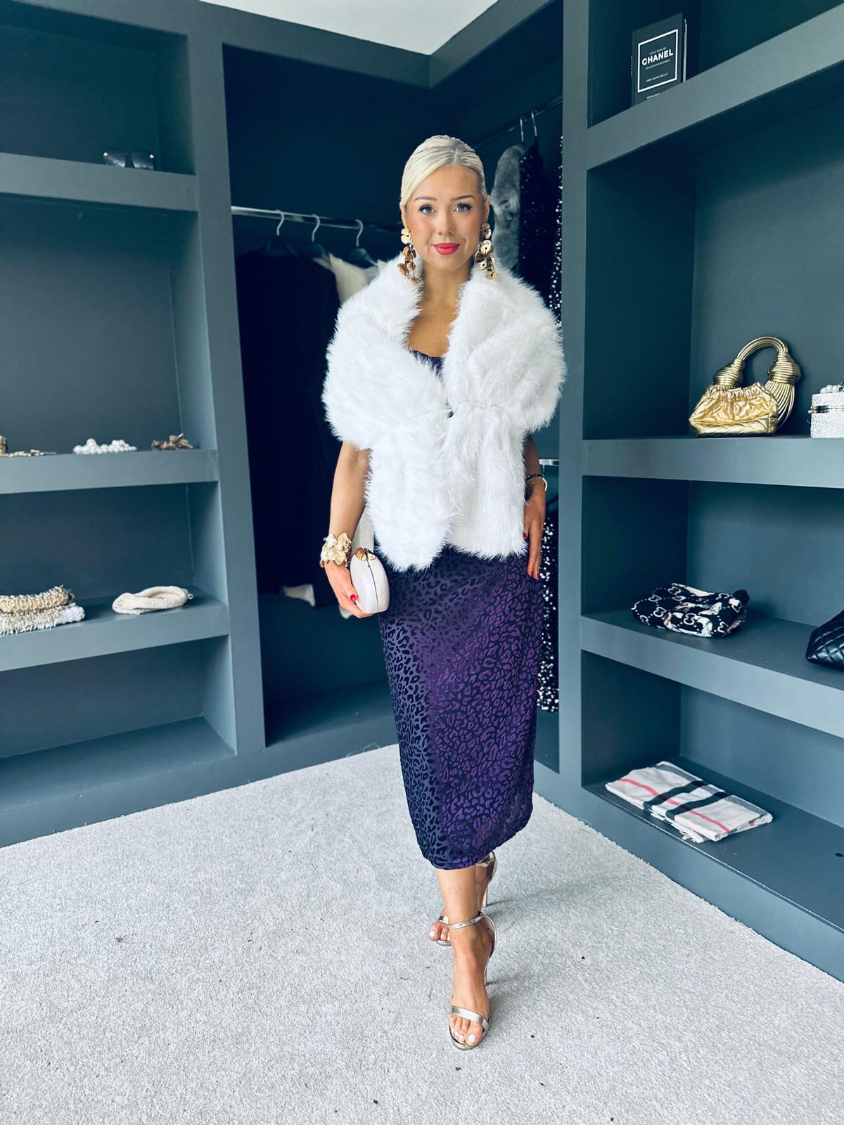 Fiona Faux Fur Shawl White