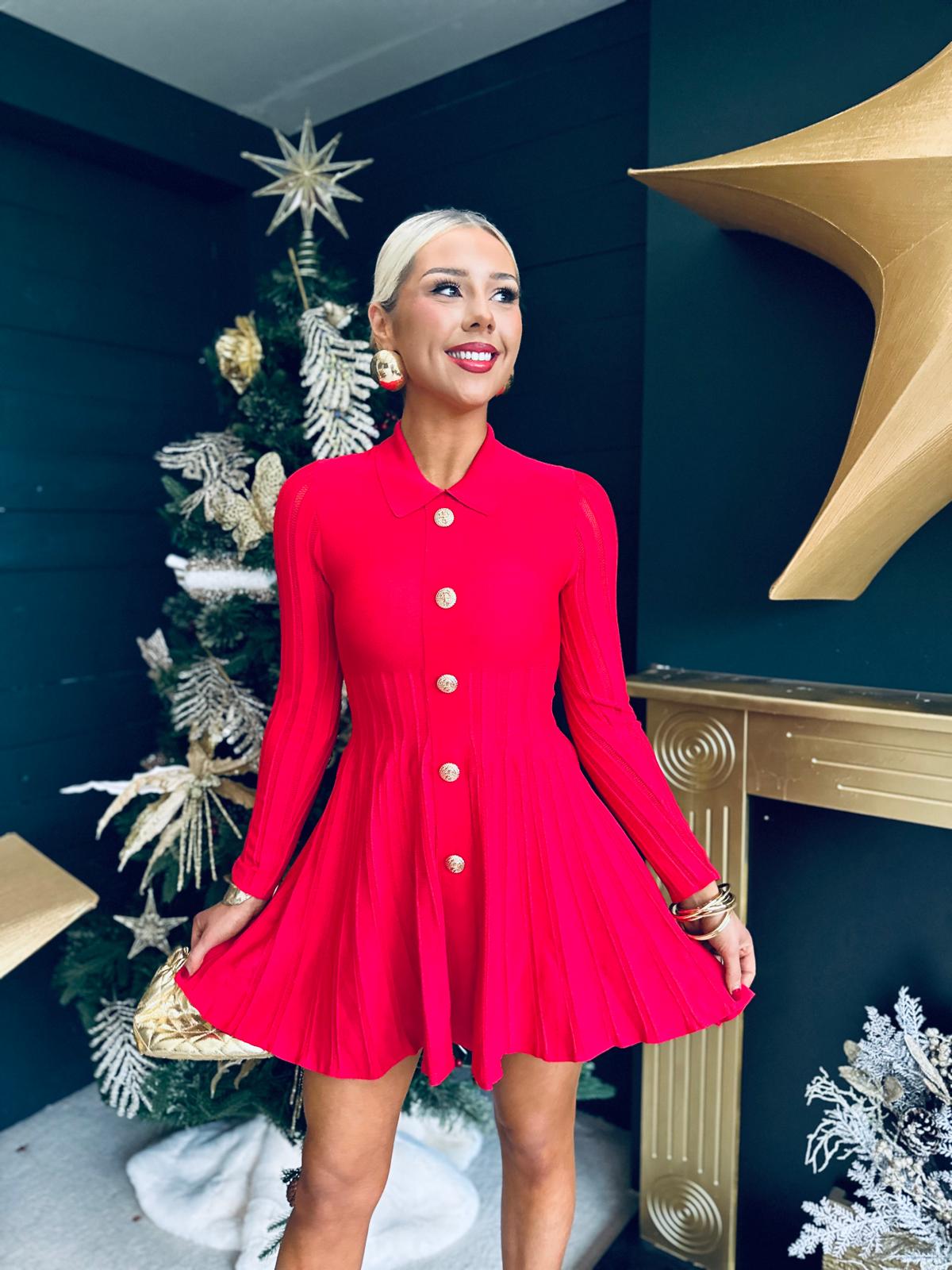 Verona Detailed Mini Dress Red