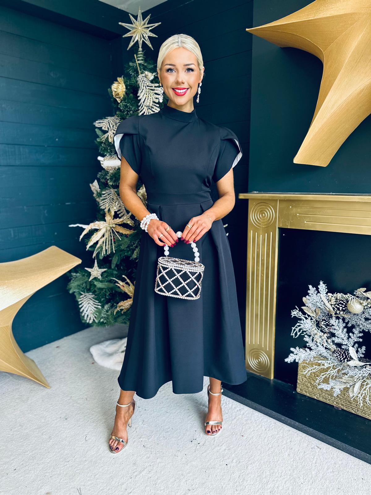 Harriet Detailed Occasion Midi Dress Black