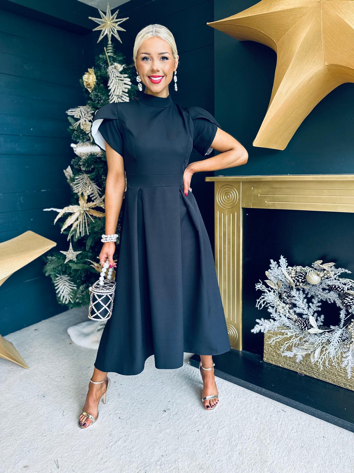 Harriet Detailed Occasion Midi Dress Black