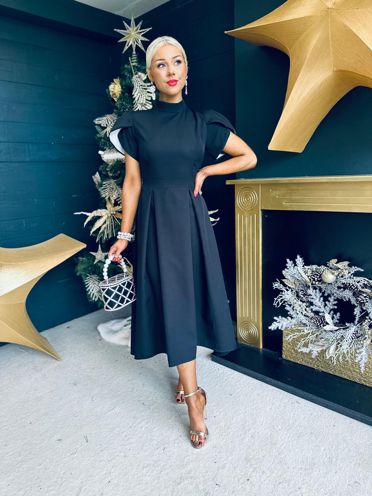 Harriet Detailed Occasion Midi Dress Black