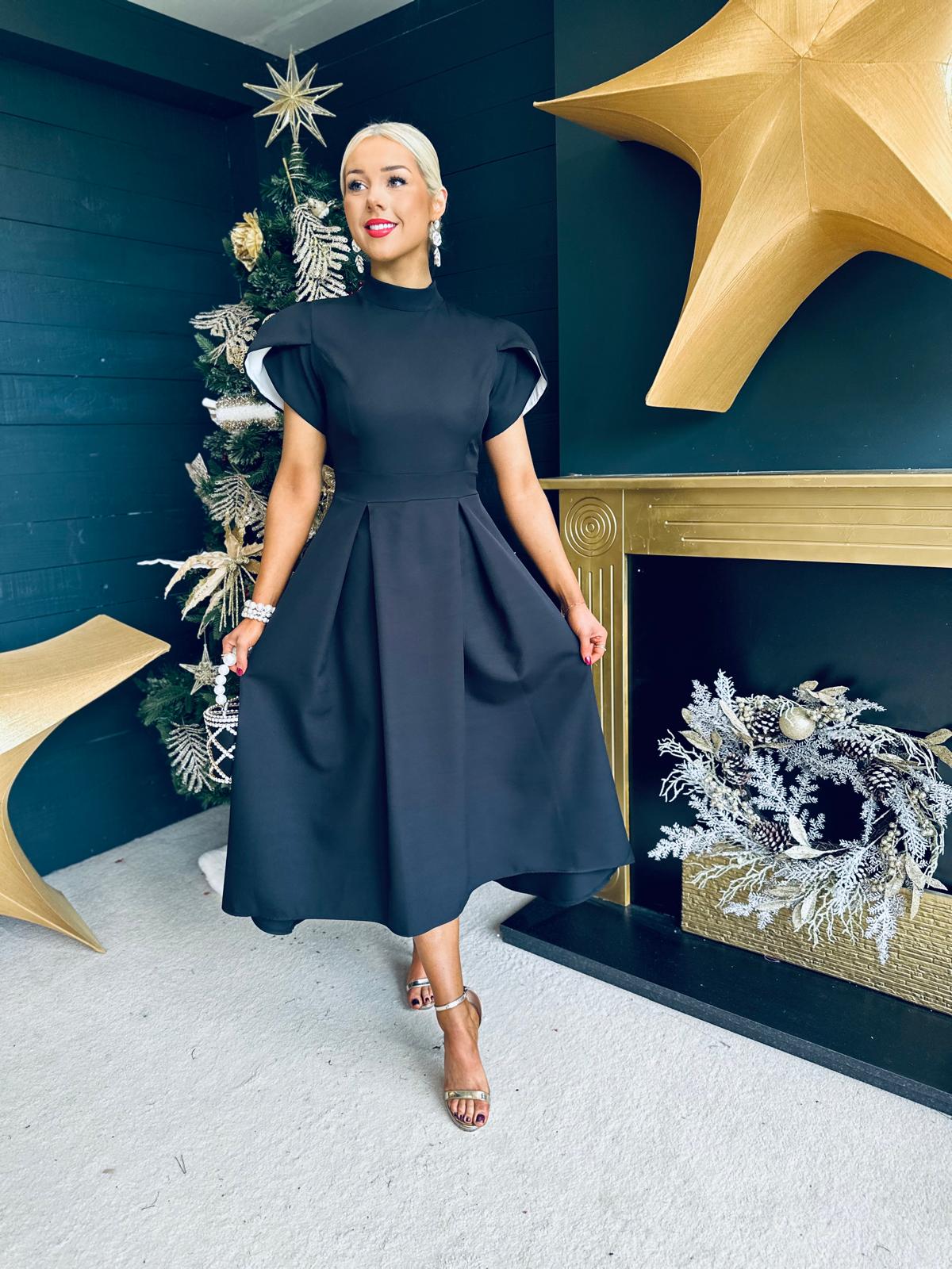 Harriet Detailed Occasion Midi Dress Black