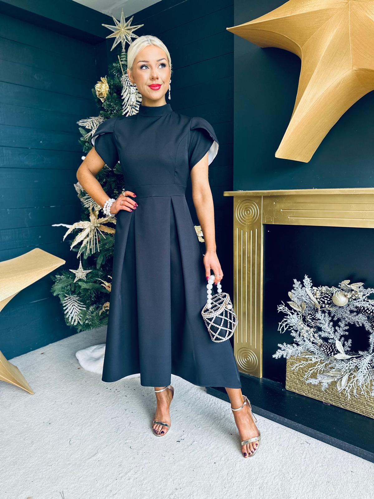 Harriet Detailed Occasion Midi Dress Black