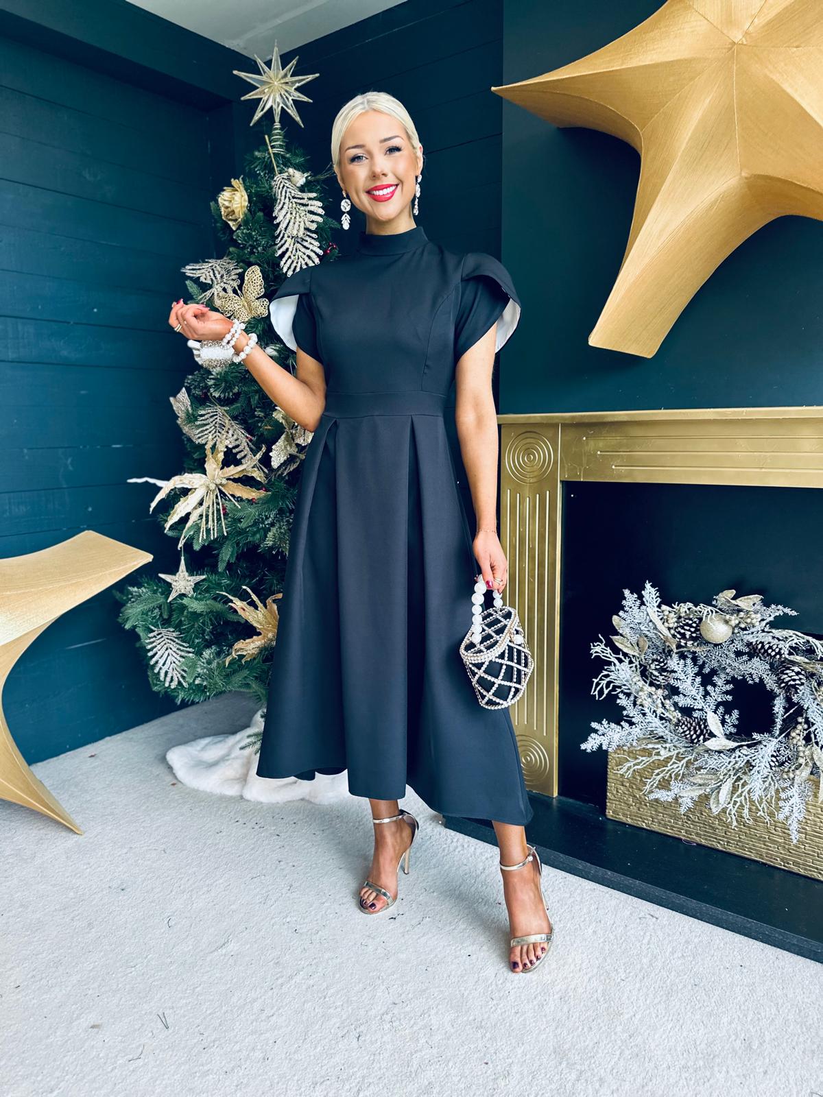 Harriet Detailed Occasion Midi Dress Black