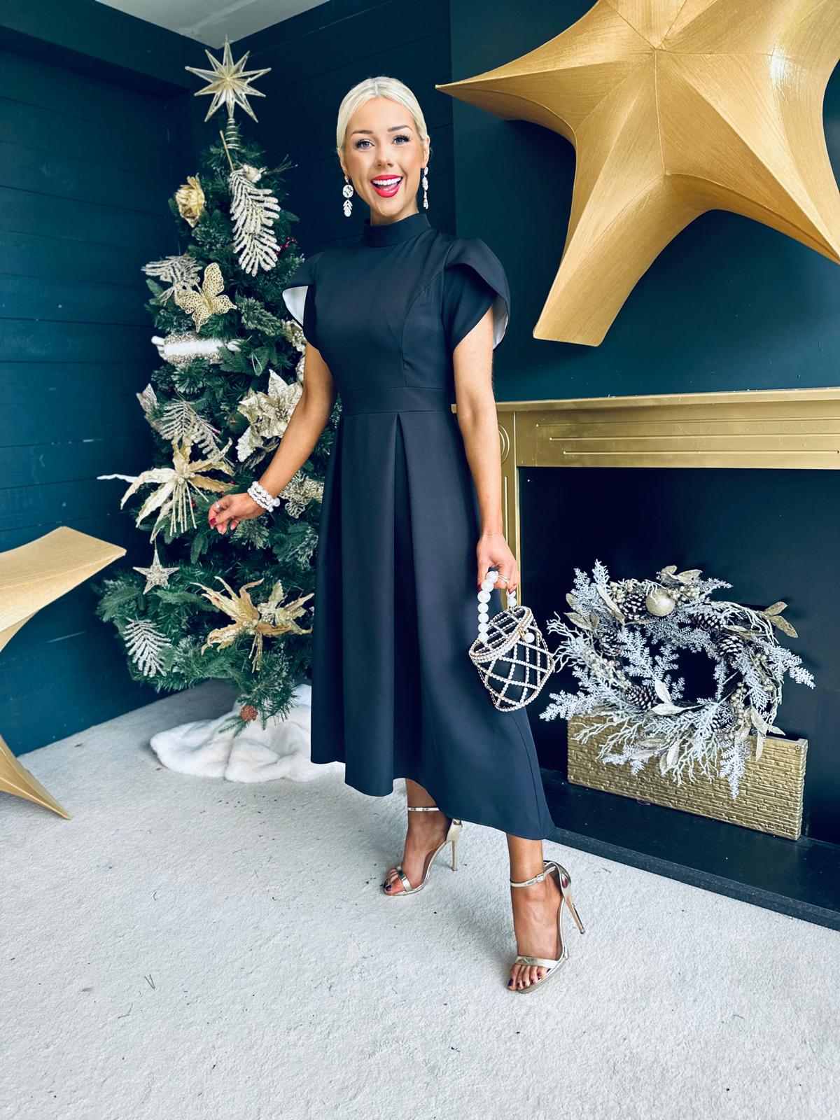Harriet Detailed Occasion Midi Dress Black