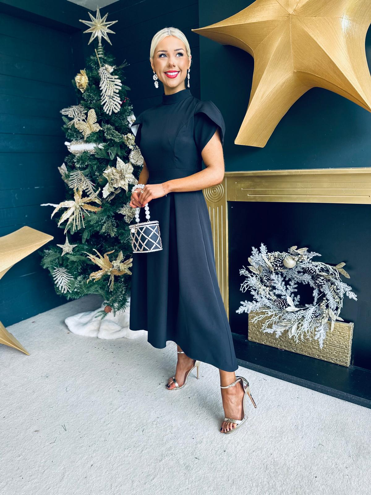 Harriet Detailed Occasion Midi Dress Black