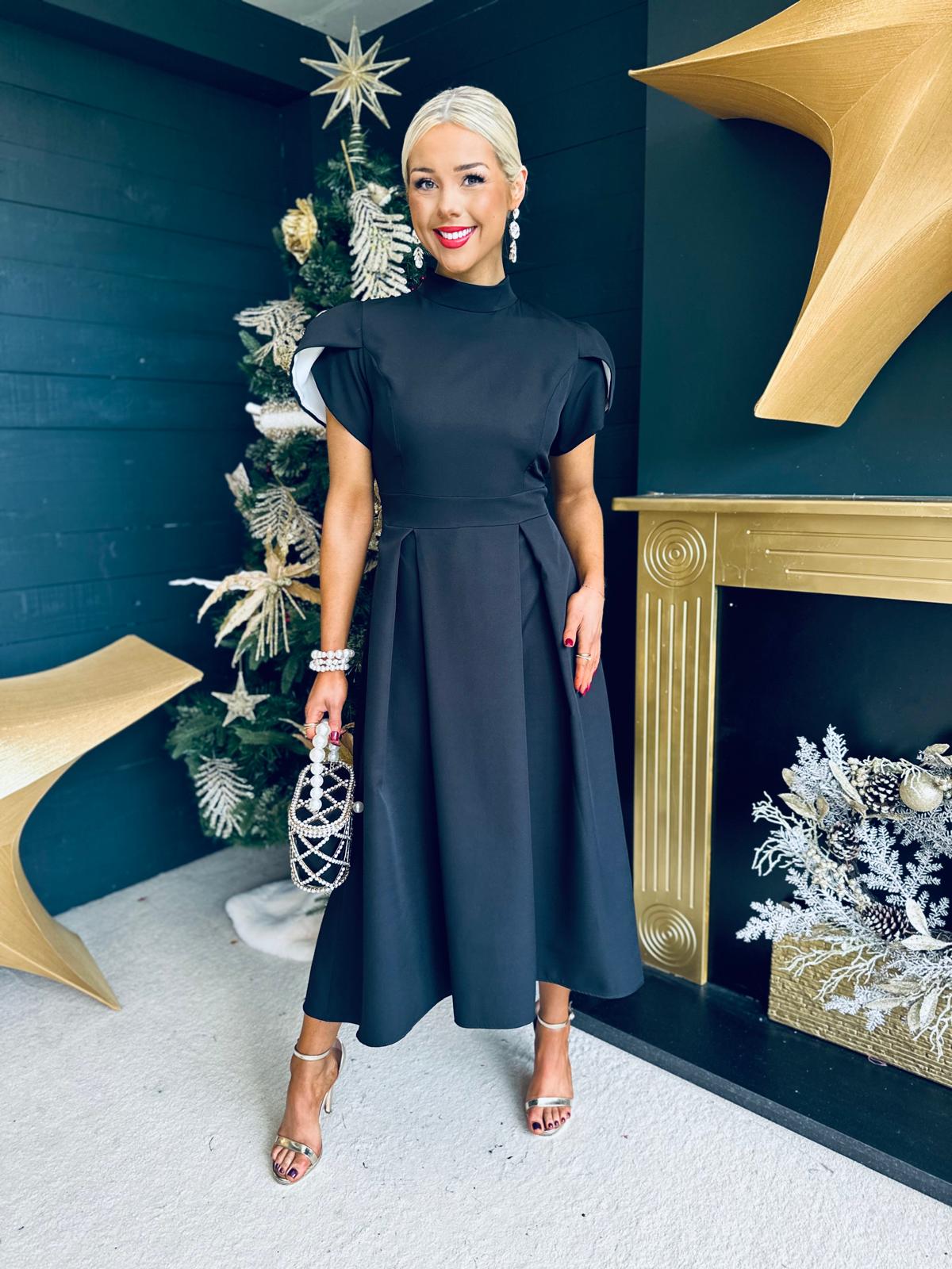Harriet Detailed Occasion Midi Dress Black