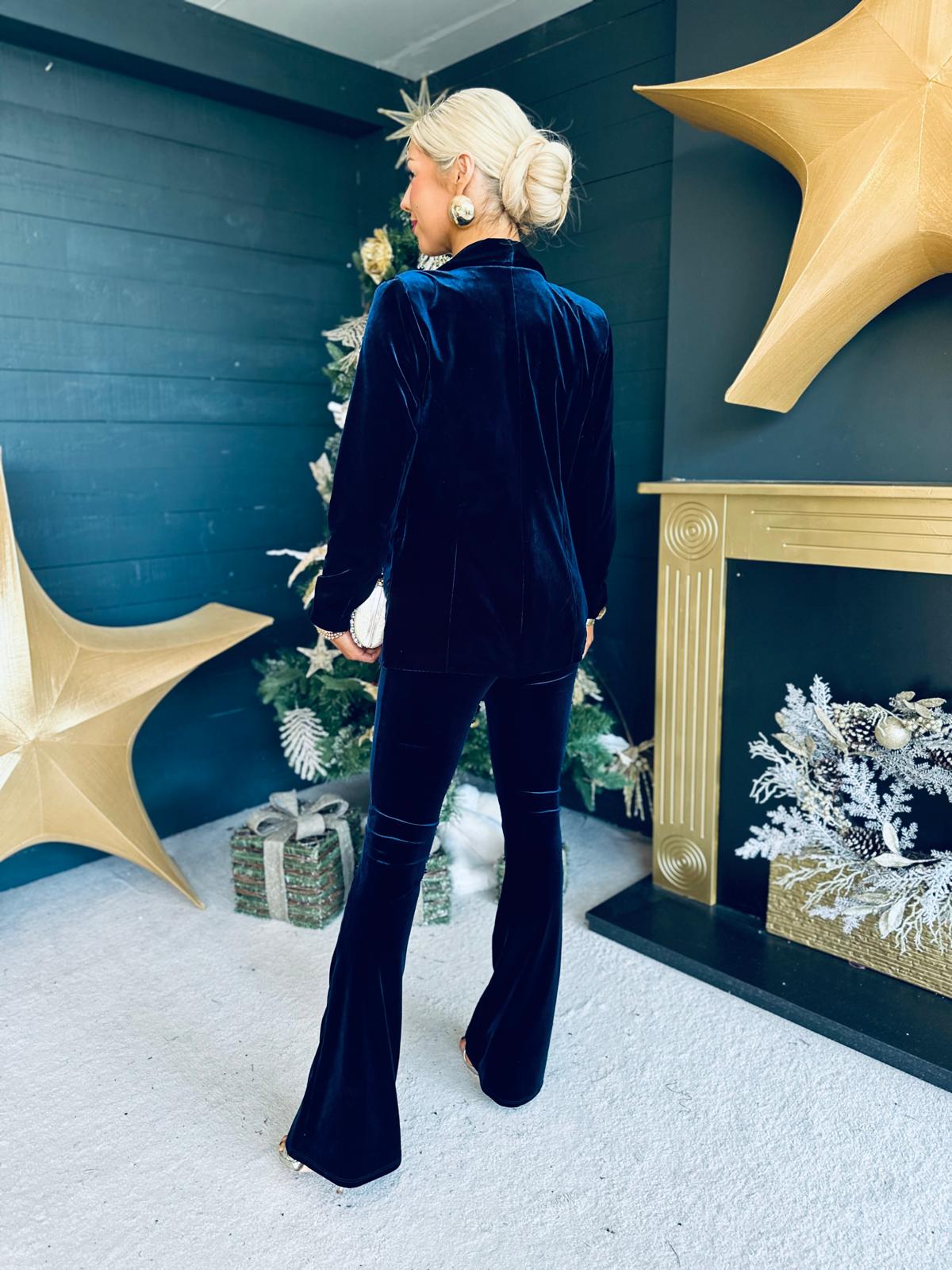 Dawson Velvet Detailed Suit Navy