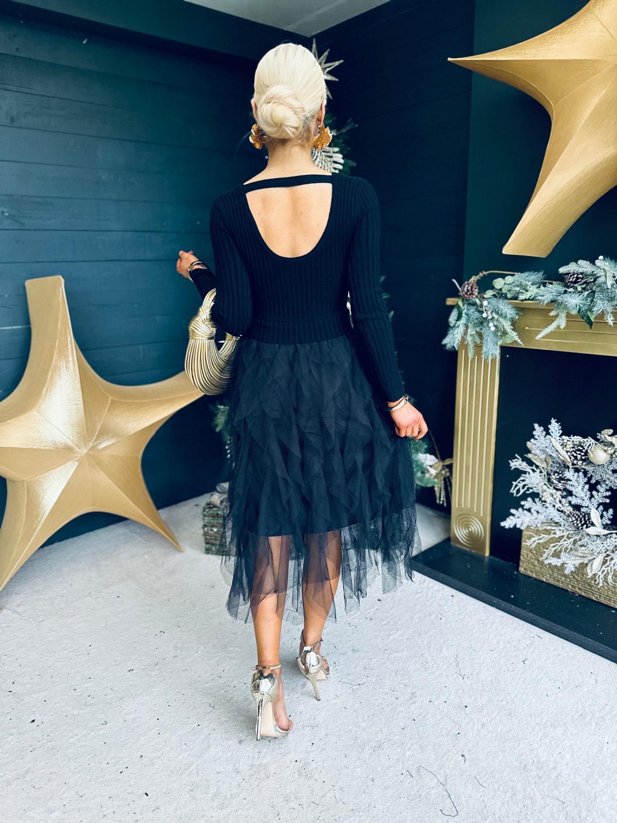 Sami Detailed Midi Dress Black